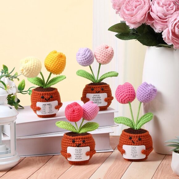 Christian Gifts for Women Handmade Crochet Flowers with Bible Verse Inspirationa - Picture 2 of 7